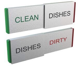 Dishwasher Magnet Clean Dirty Dishes Aluminum Sign Adhesive by Glide Signs - GUC